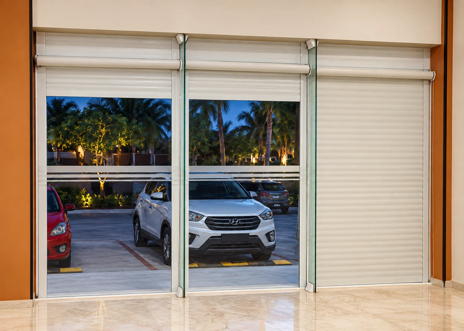 Cortina antihuracanes enrollable para protección de ventanales en Cancún